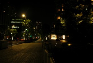 Road in front of the building
